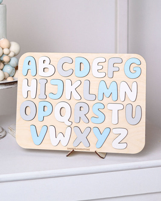 Wooden Alphabet Puzzle for Kids - Blue - FurniToys