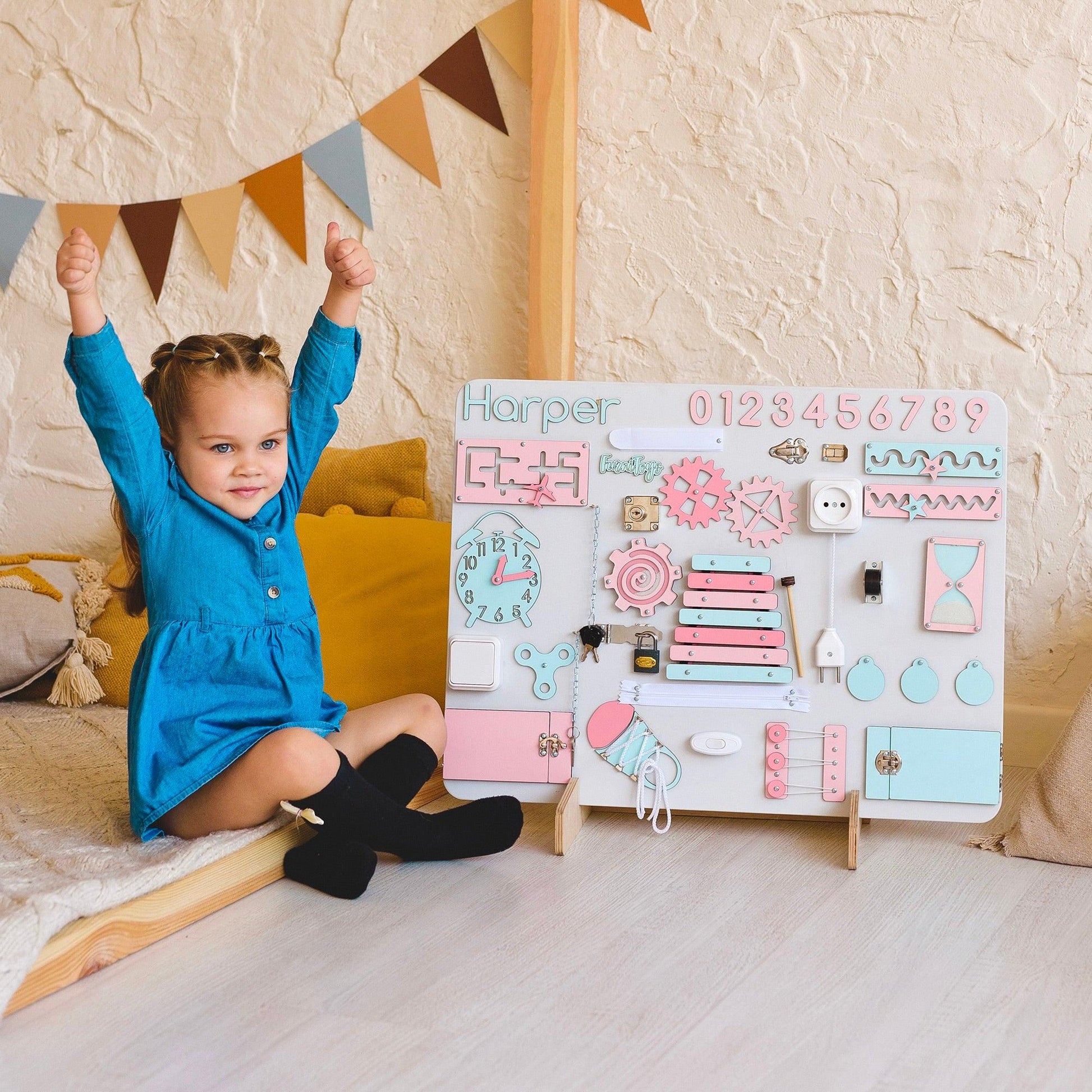 Busy Board for 1 Year Old Toddlers – Large Montessori Activity Board - FurniToys