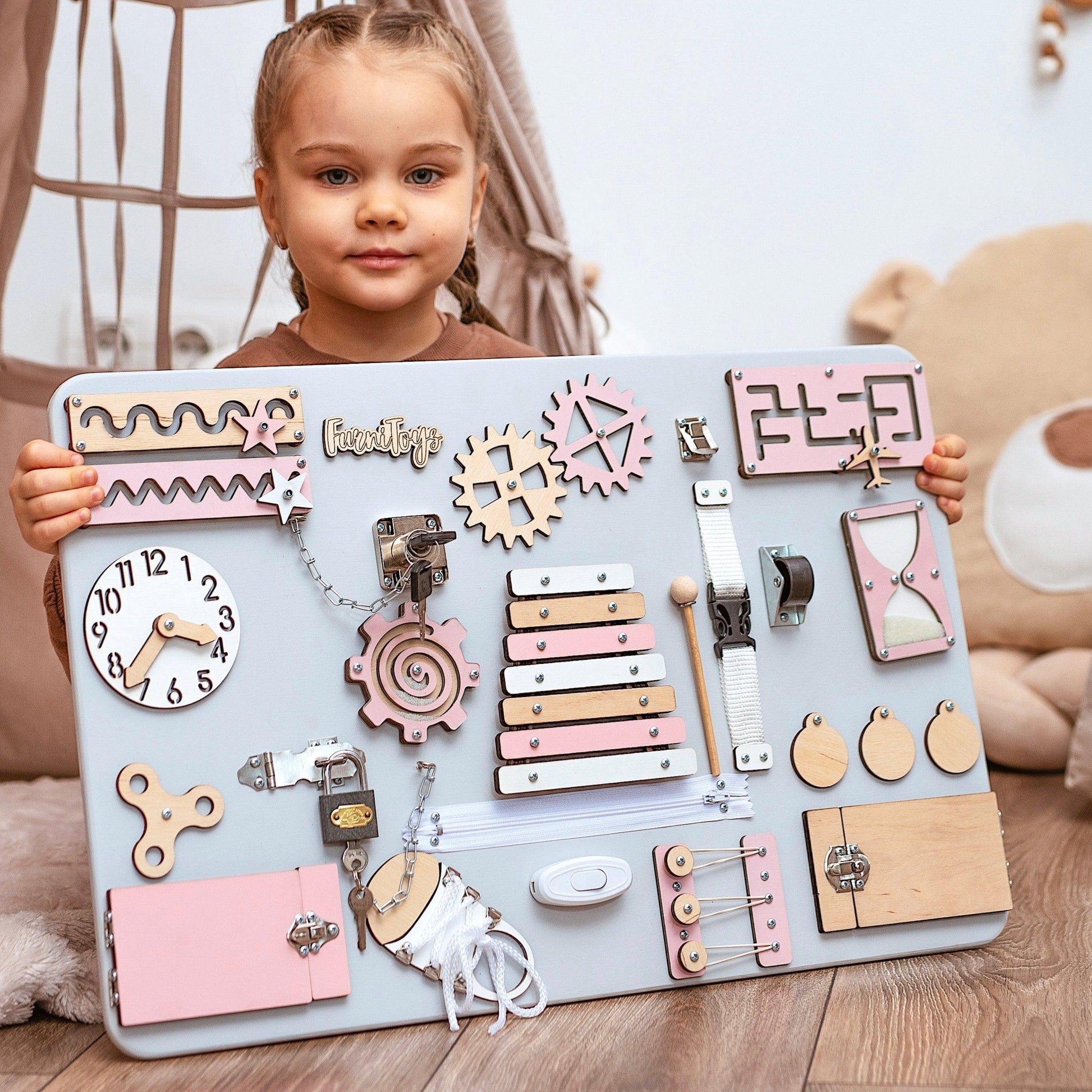 Busy Board for Girls – Perfect 1st Birthday Gift - FurniToys