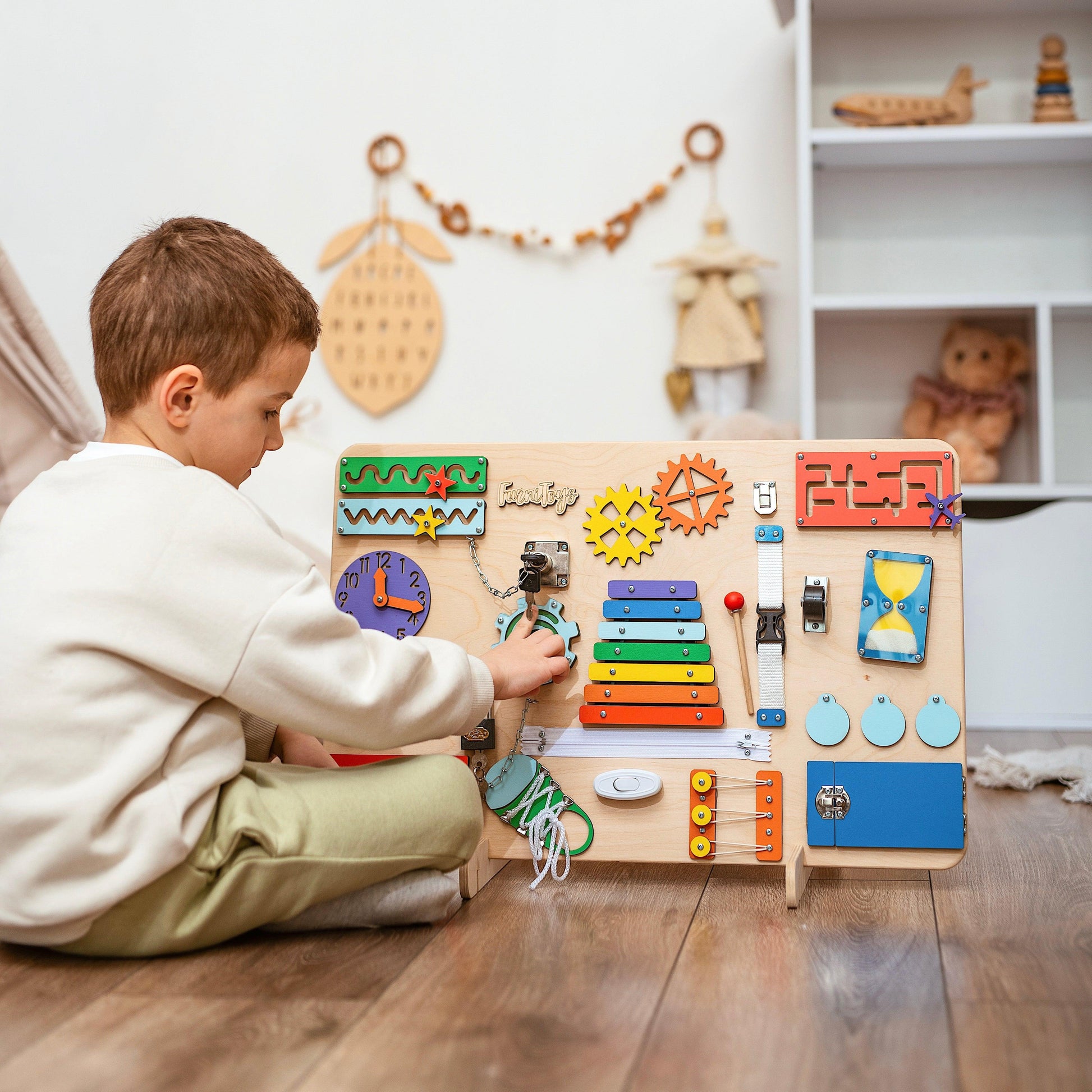 Busy Board – Medium Montessori Sensory Board for Toddlers - FurniToys